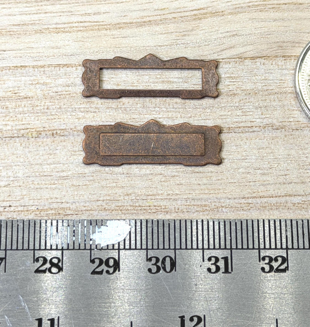 1:12 Scale Miniature Mail Slot, Front Plate and Frame, 1 inch wide, DIY Dollhouse Supply (antique copper)