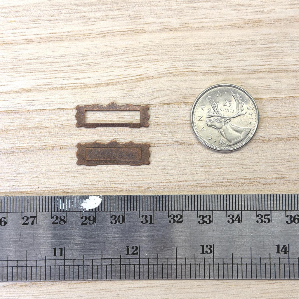 1:12 Scale Miniature Mail Slot, Front Plate and Frame, 1 inch wide, DIY Dollhouse Supply (antique copper)