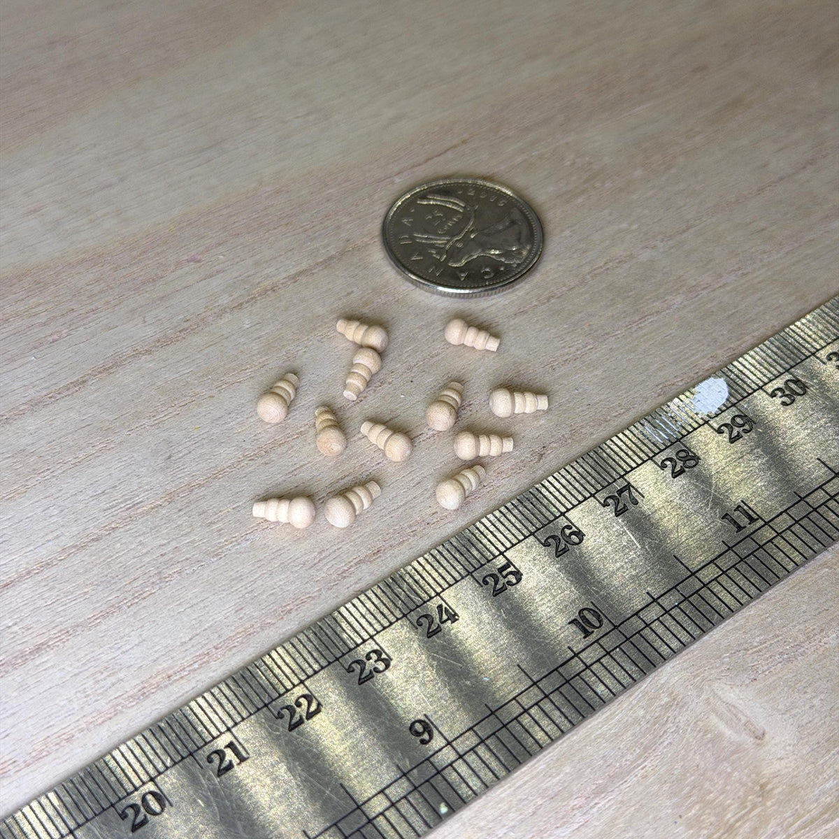 1:12 Scale Miniature Unpainted Turned Wood Knobs, Set of 12, 1/4 inch long, DIY Dollhouse Supply