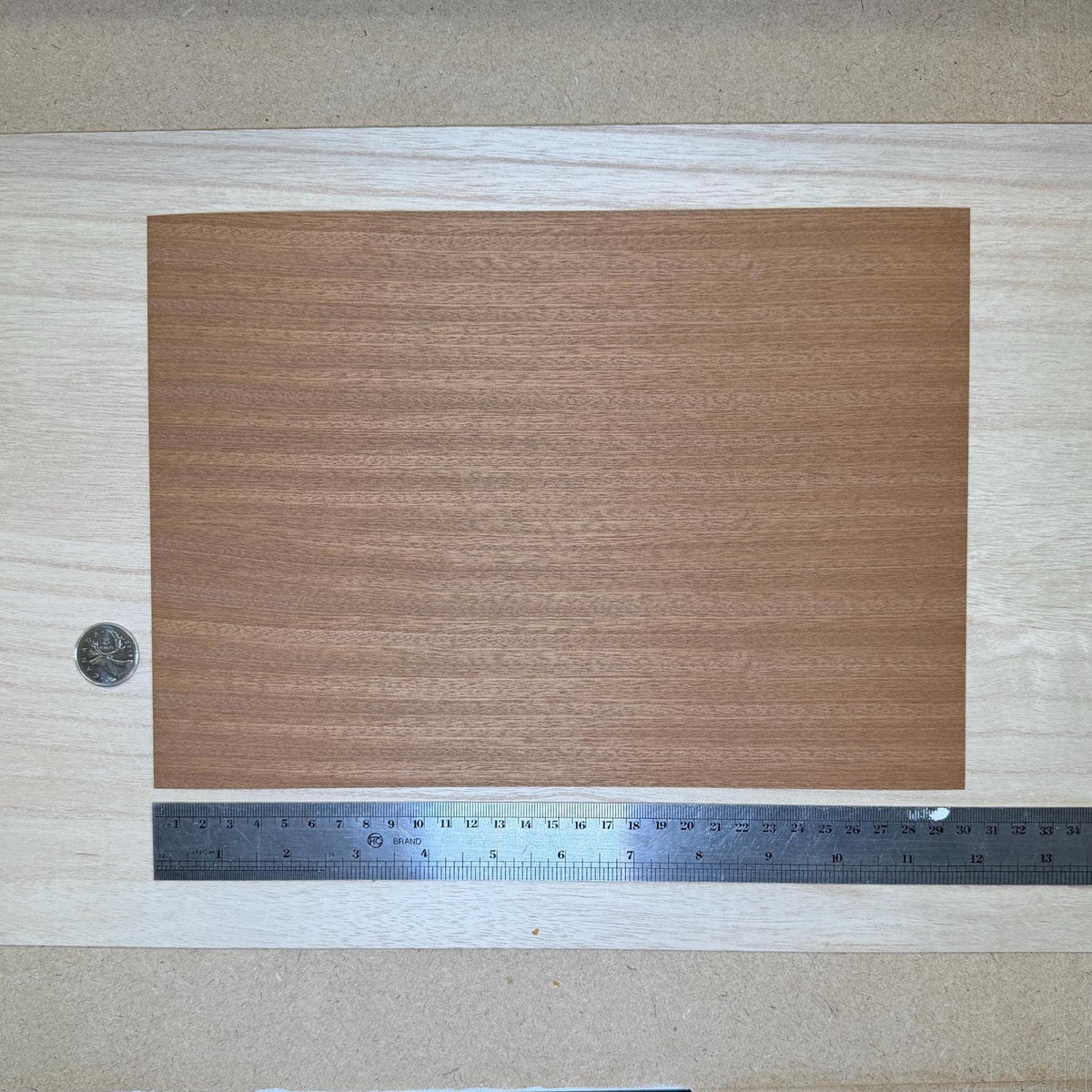 Miniature Sapele Peel and Stick Wood Veneer Sheet, 8-1/4 x 11-11/16 inch, 0.01 inch thick, DIY Dollhouse Supply