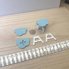 1:12 Scale Miniature Cloud Table Kit for Nursery or Playroom, 1-5/16 inch tall, Self-assemble DIY Dollhouse Supply (dusty blue and white)