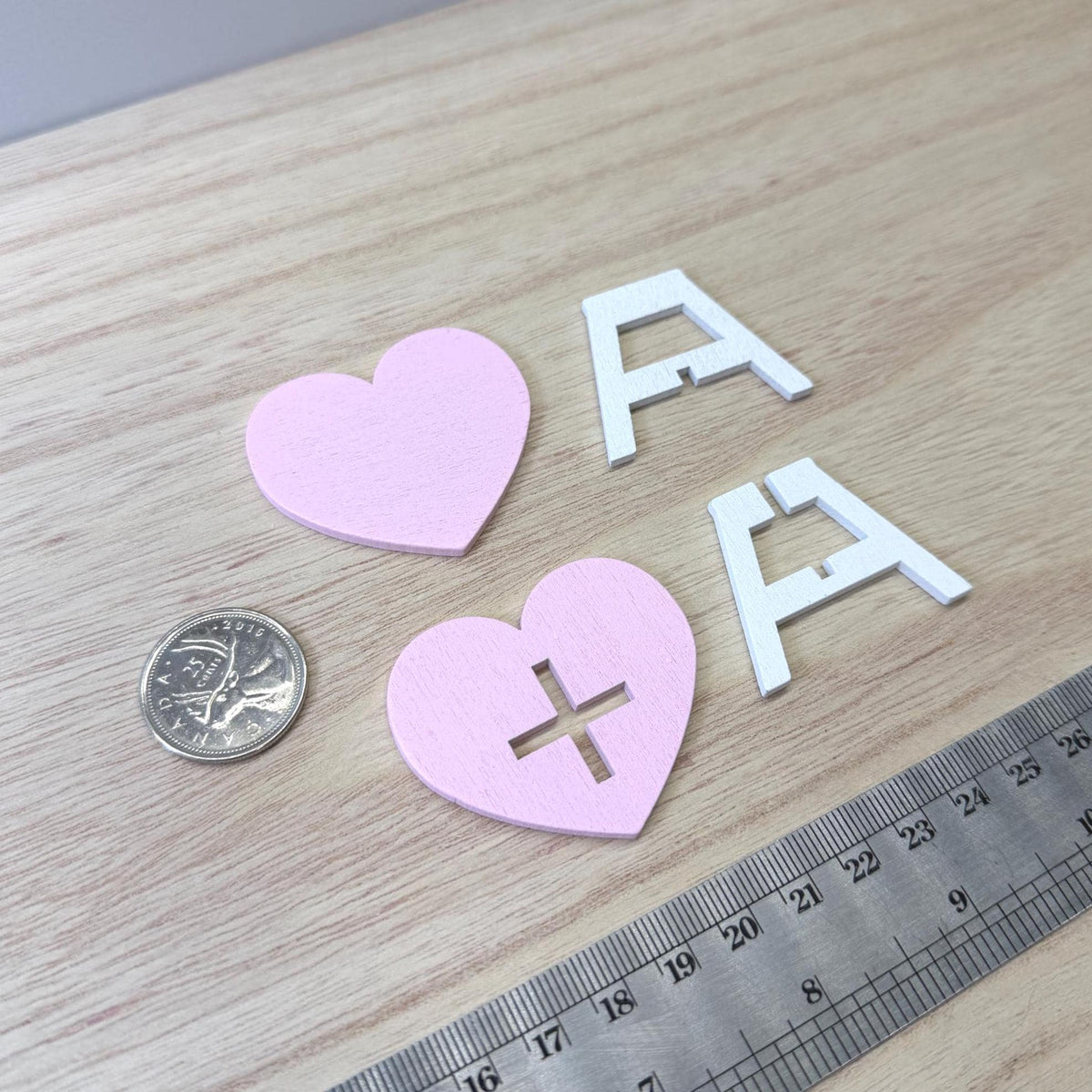 1:12 Scale Miniature Heart Table Kit for Nursery or Playroom, 1-5/16 inch tall, Self-assemble DIY Dollhouse Supply (pink and white)