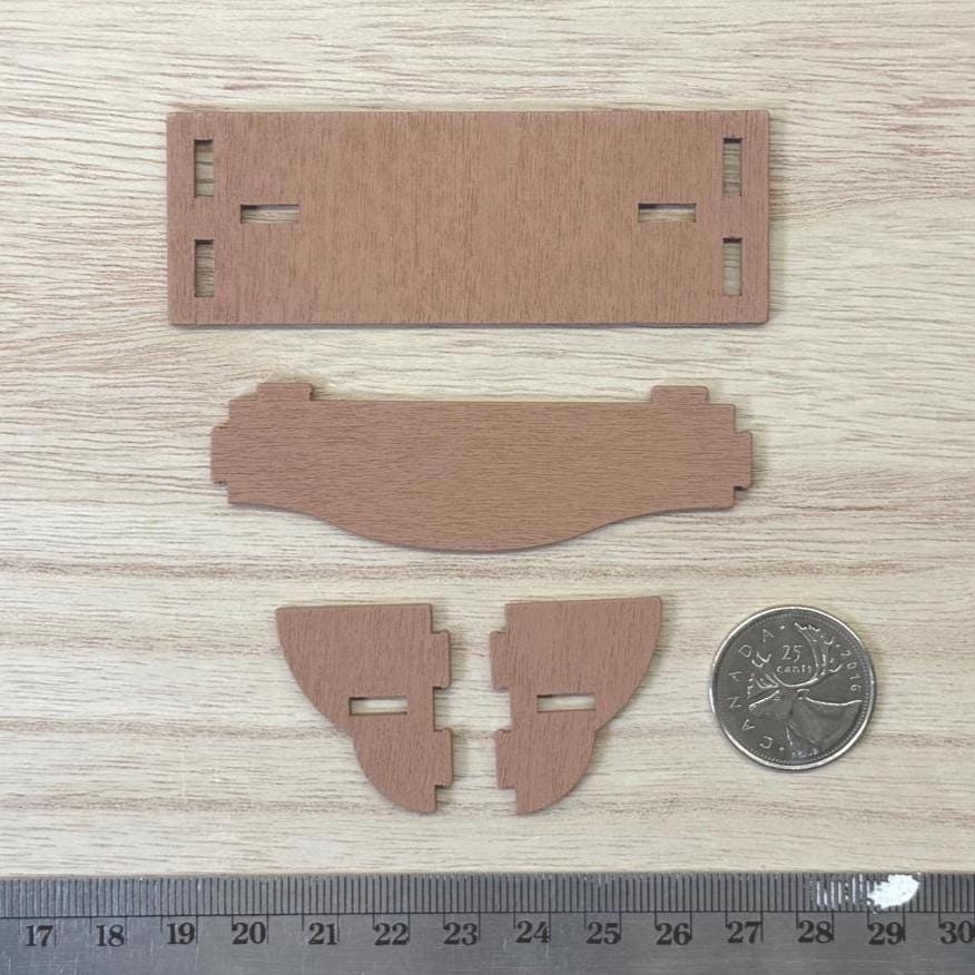 1:12 Scale Miniature Wood Scalloped Wall Shelf Kit, Unassembled, 3-3/8 inch long, DIY Dollhouse Supply (dusty pink)