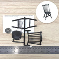 1:12 Scale Miniature Duxbury Windsor Chair Kit, Unassembled, 3-7/16 inch tall, DIY Dollhouse Supply (black)