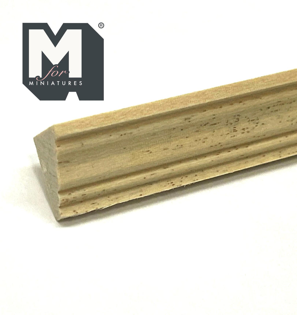 Miniature Ridged Wood Cornice Molding for Dollhouse Ceilings, 12 inch long