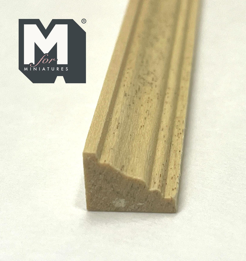 Miniature Ridged Wood Cornice Molding for Dollhouse Ceilings, 12 inch long