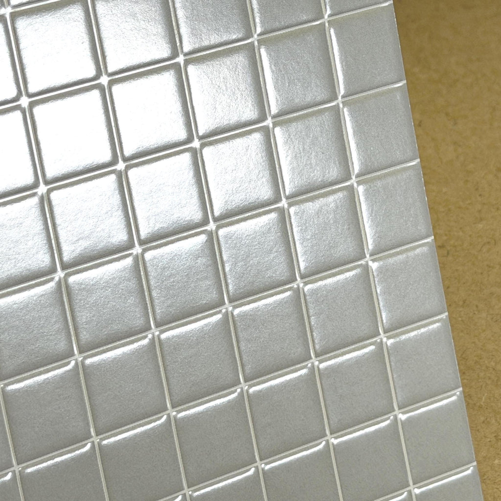 1:12 Scale Embossed Square Mosaic Tile Sheet, 8-1/4 inch square, DIY Dollhouse Supply (not self-adhesive) (gray)