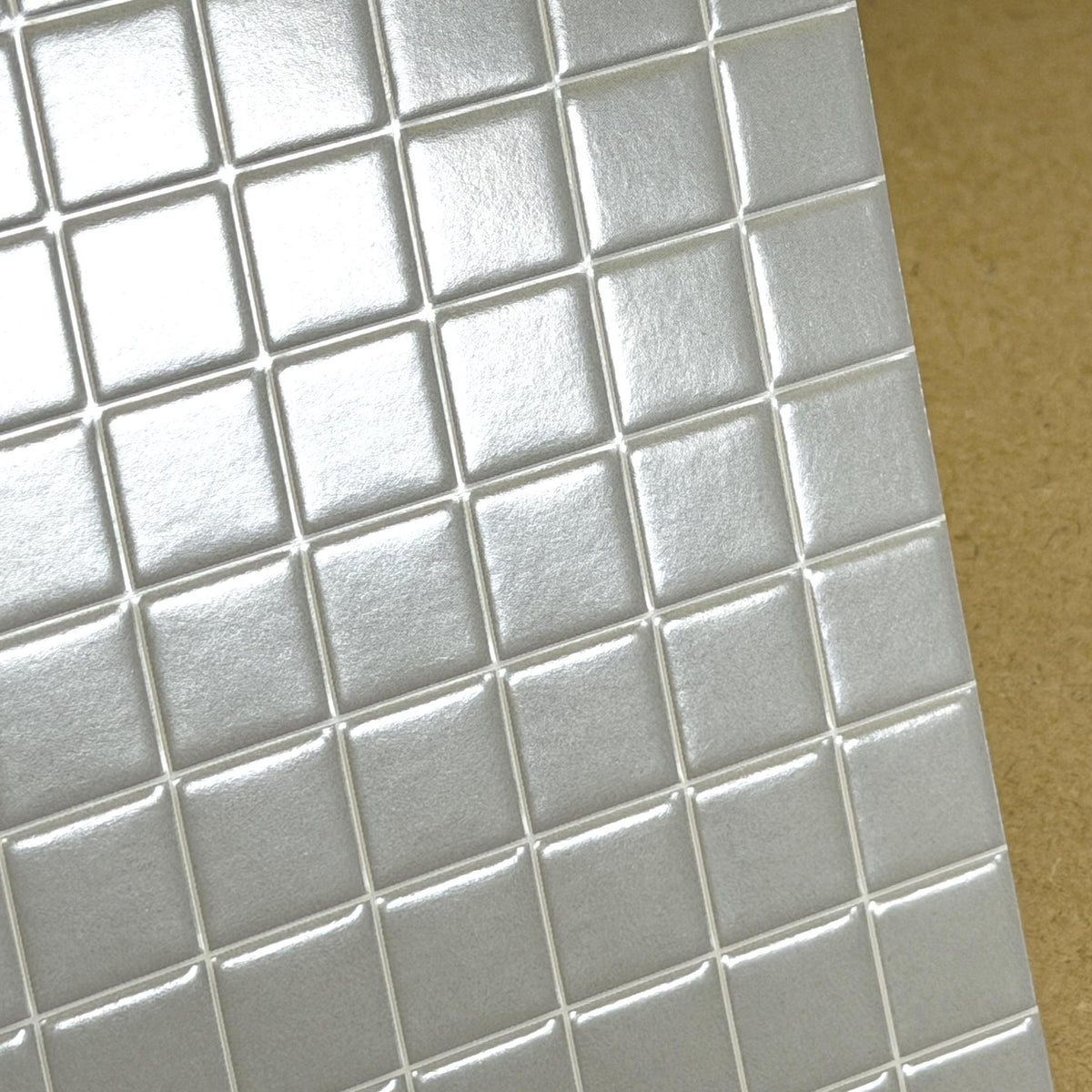 1:12 Scale Embossed Square Mosaic Tile Sheet, 8-1/4 inch square, DIY Dollhouse Supply (not self-adhesive) (gray)