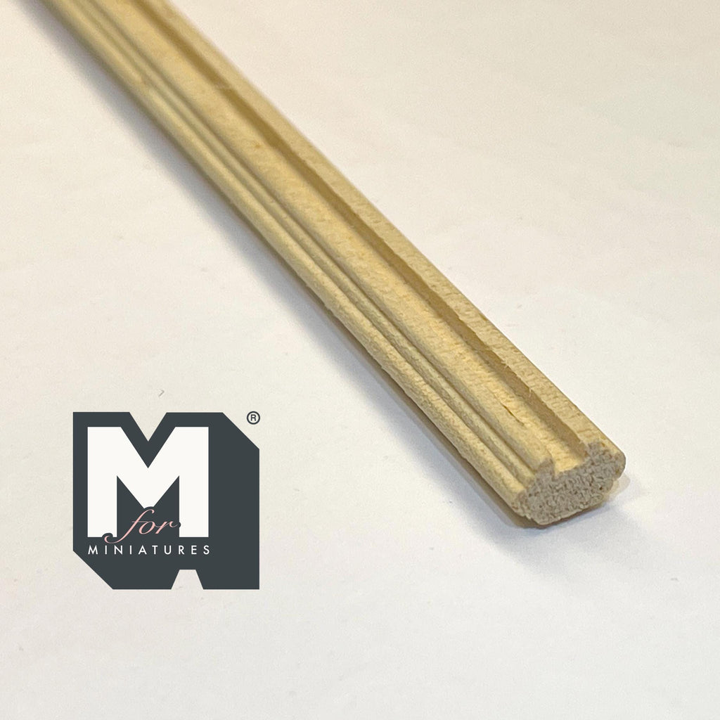 1:12 Scale Miniature Dollhouse Unpainted Flat Top Handrail with Groove, 18 inch long
