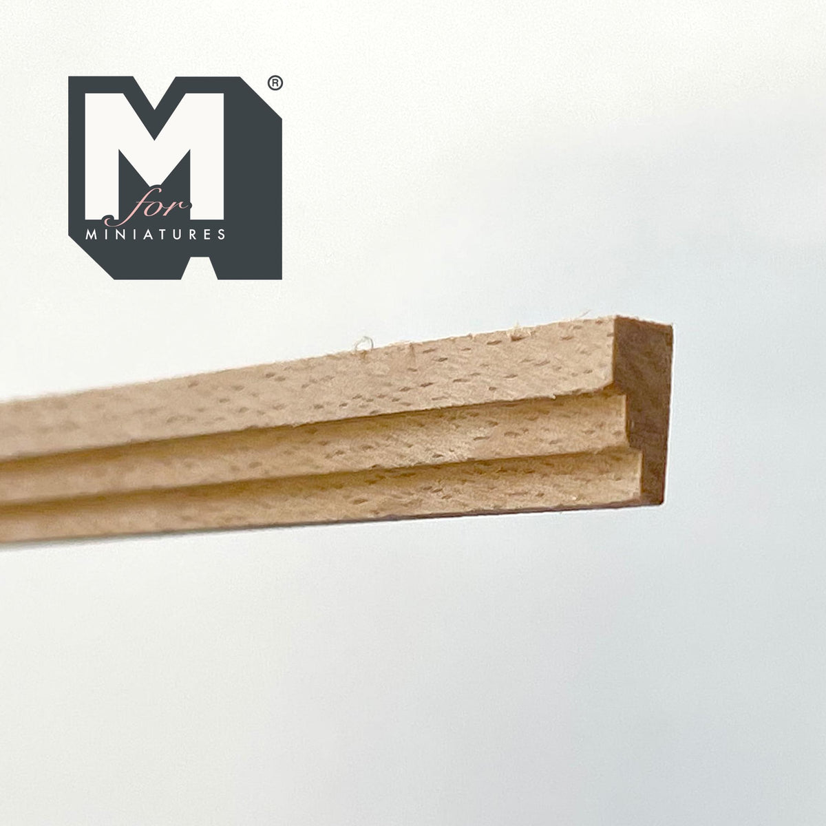 Miniature Triple Band Wood Trim Molding for Dollhouse Walls, 12 inch long
