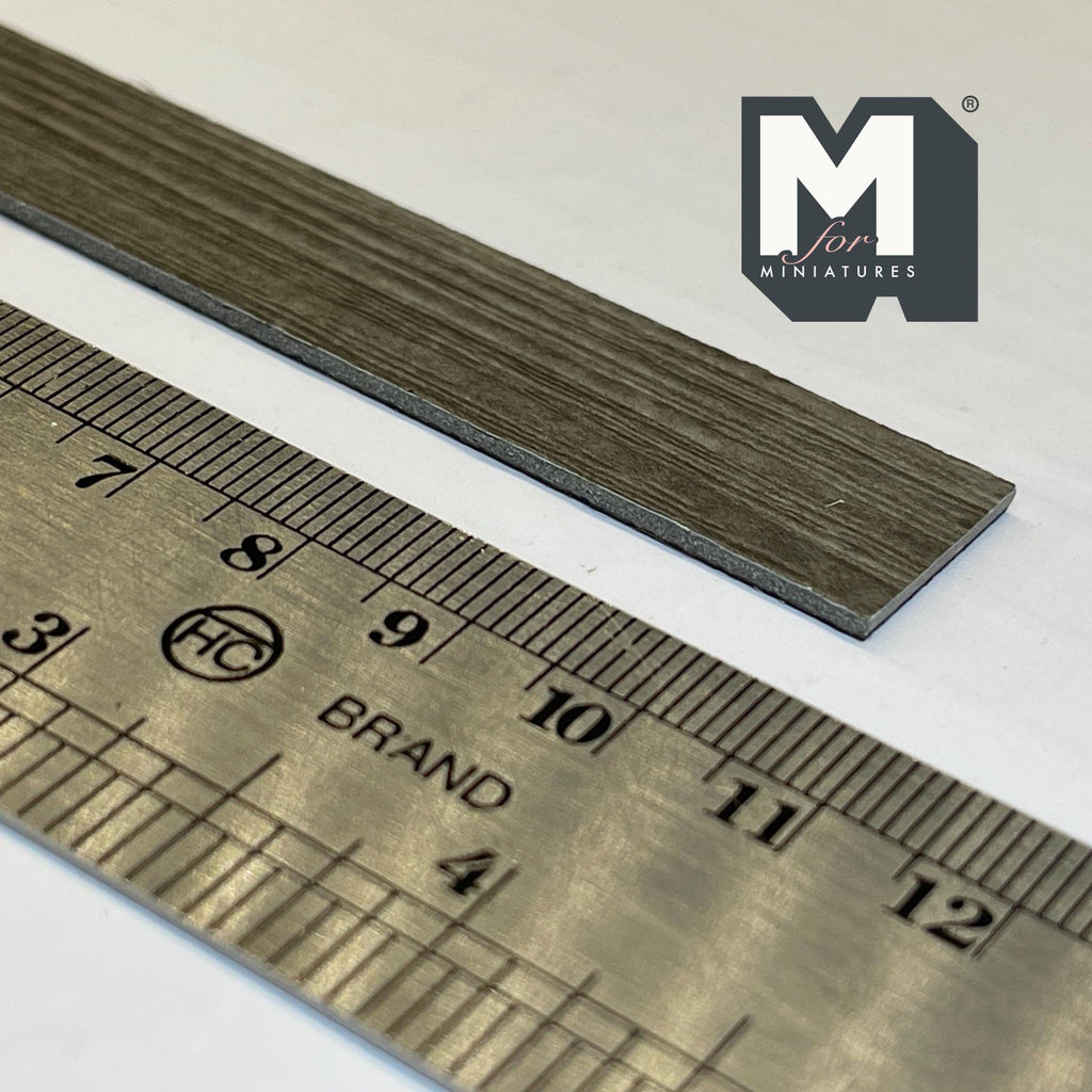 1:12 Scale Miniature Wood Textured Vinyl Peel and Stick Floor Planks, Set of 20, 3-15/16 inch long, DIY Dollhouse Supply (dark gray) (A)