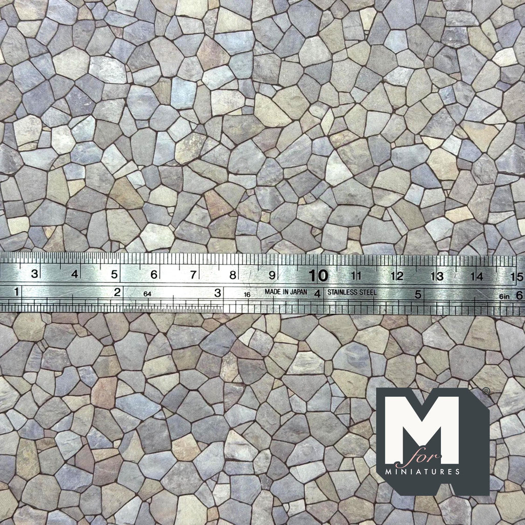 1:12 Scale Embossed Flagstone Paving Sheet, 8-1/4 inch square, DIY Dollhouse Supply (not self-adhesive) (gray)