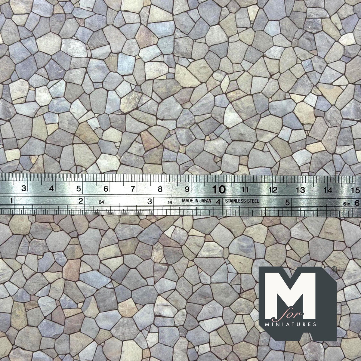 1:12 Scale Embossed Flagstone Paving Sheet, 8-1/4 inch square, DIY Dollhouse Supply (not self-adhesive) (gray)