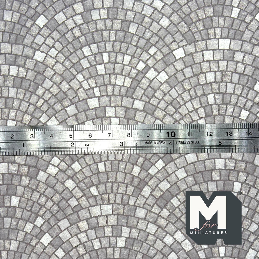 1:12 Scale Embossed Fan Pattern Cobblestone Paving Sheet, 8-1/4 inch square, DIY Dollhouse Supply (not self-adhesive) (gray)