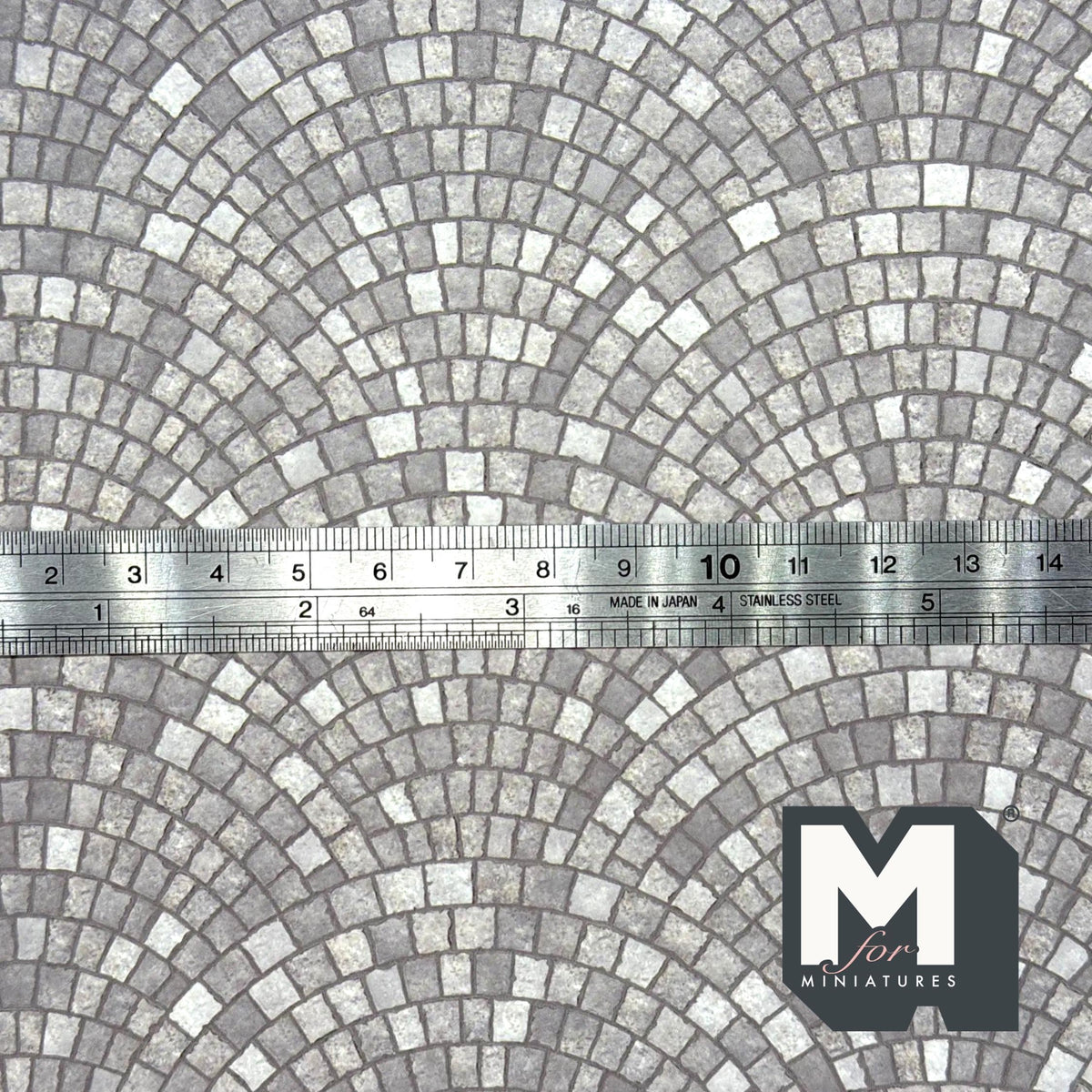 1:12 Scale Embossed Fan Pattern Cobblestone Paving Sheet, 8-1/4 inch square, DIY Dollhouse Supply (not self-adhesive) (gray)