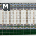 1:12 Scale Miniature Mediterranean Embossed Tile Wall with Green Dado, 17 x 14 Tiles, 10-13/16 x 5-7/8 inch, DIY Dollhouse Supply