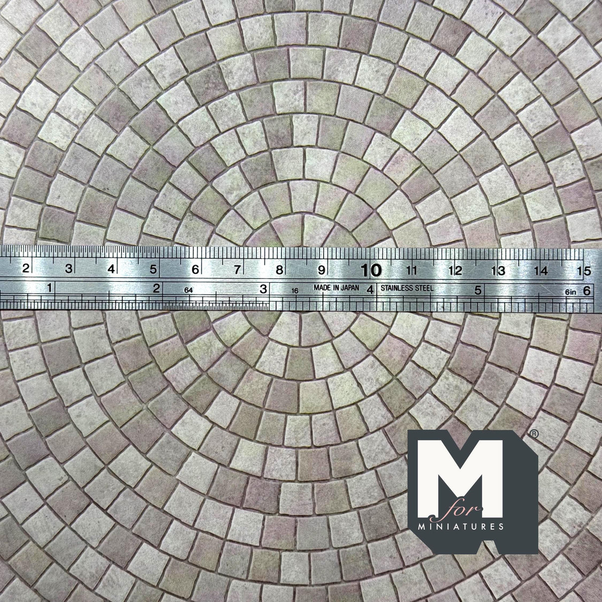 1:12 Scale Embossed Circular Cobblestone Paving Sheet, 8-1/4 inch square, DIY Dollhouse Supply (not self-adhesive) (gray)