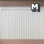 1:12 scale miniature Regency stripe wallpaper in dark blue with a printed border along the top edge
