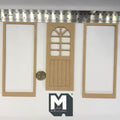 1:12 Scale Miniature Dollhouse Door with Arched Window and 2 Flat Frames, 6-7/8 inch high Dollhouse Supply (beige)