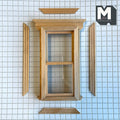 1:12 Scale Miniature Double Hung Window with Dentil Pediment and Back Trim, 5-11/16 inch high Dollhouse Supply