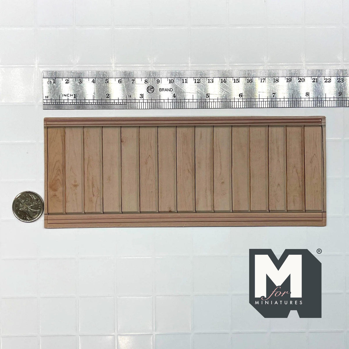 1:12 Scale Miniature Dollhouse Wood Grain Vertical Plank Wainscot Panel, 8-1/4 inch long (foamboard) (beige)