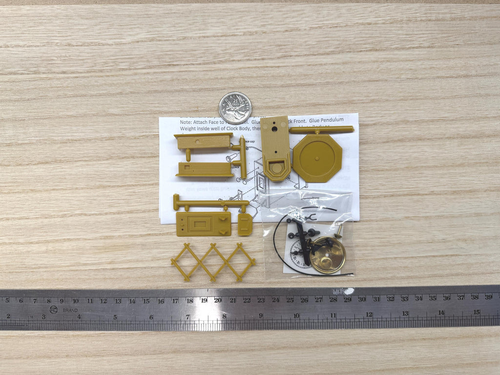 1:12 Scale Miniature Wall Clock, Telephone and Hat Rack Kit, 3 Pieces, DIY Dollhouse Supply