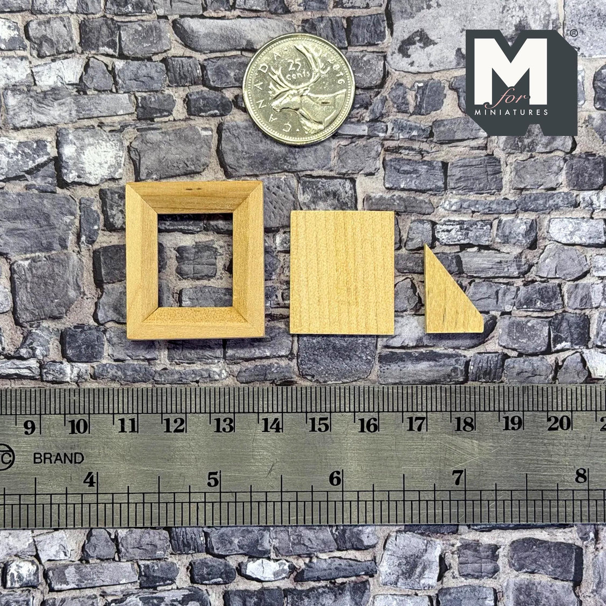 1:12 Scale Miniature Photo Frame Kit with Glazing and Backing, Unpainted, Self Assemble, Rectangular Picture Frame, 1-1/4 inch tall (small)