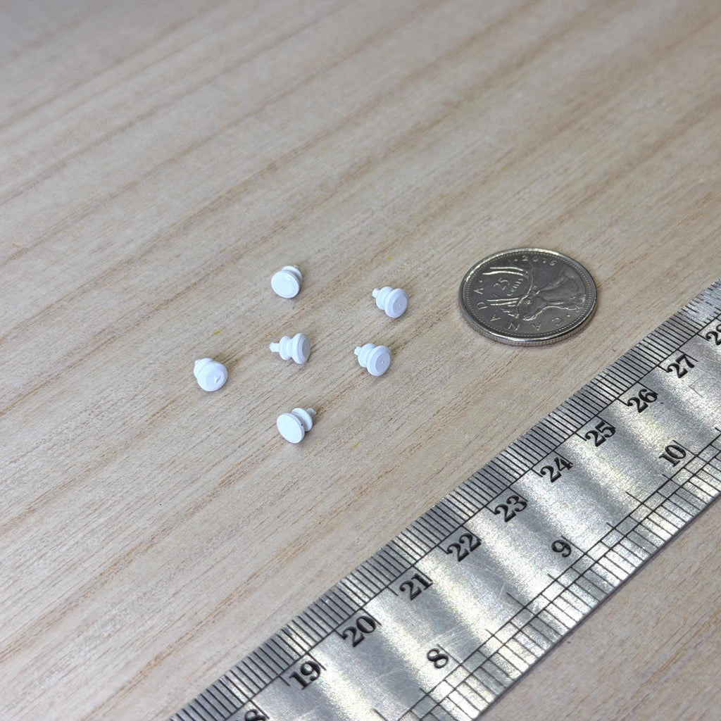1:12 Scale Miniature White Round Cabinet Pulls Dresser Knobs Drawer Pulls Door Knobs 6 Piece Pack Dollhouse Supply