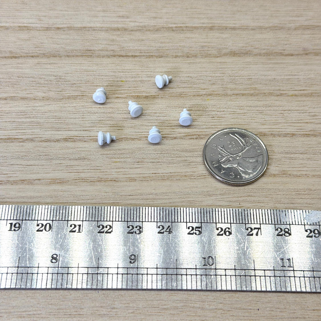 1:12 Scale Miniature White Round Cabinet Pulls Dresser Knobs Drawer Pulls Door Knobs 6 Piece Pack Dollhouse Supply