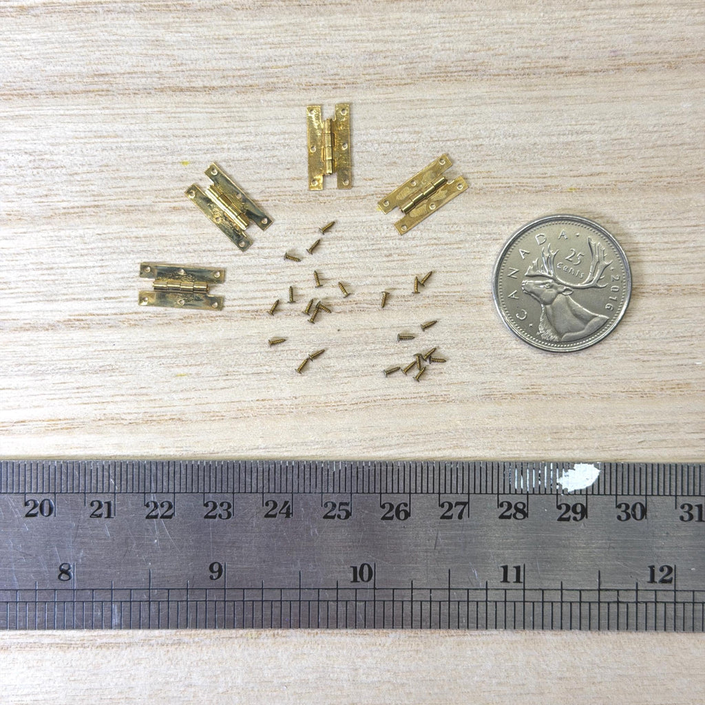 1:12 Scale Miniature Brass Hinge with Nails 4 Knuckles 4 pack Door hinges Window hinges Dollhouse Supply