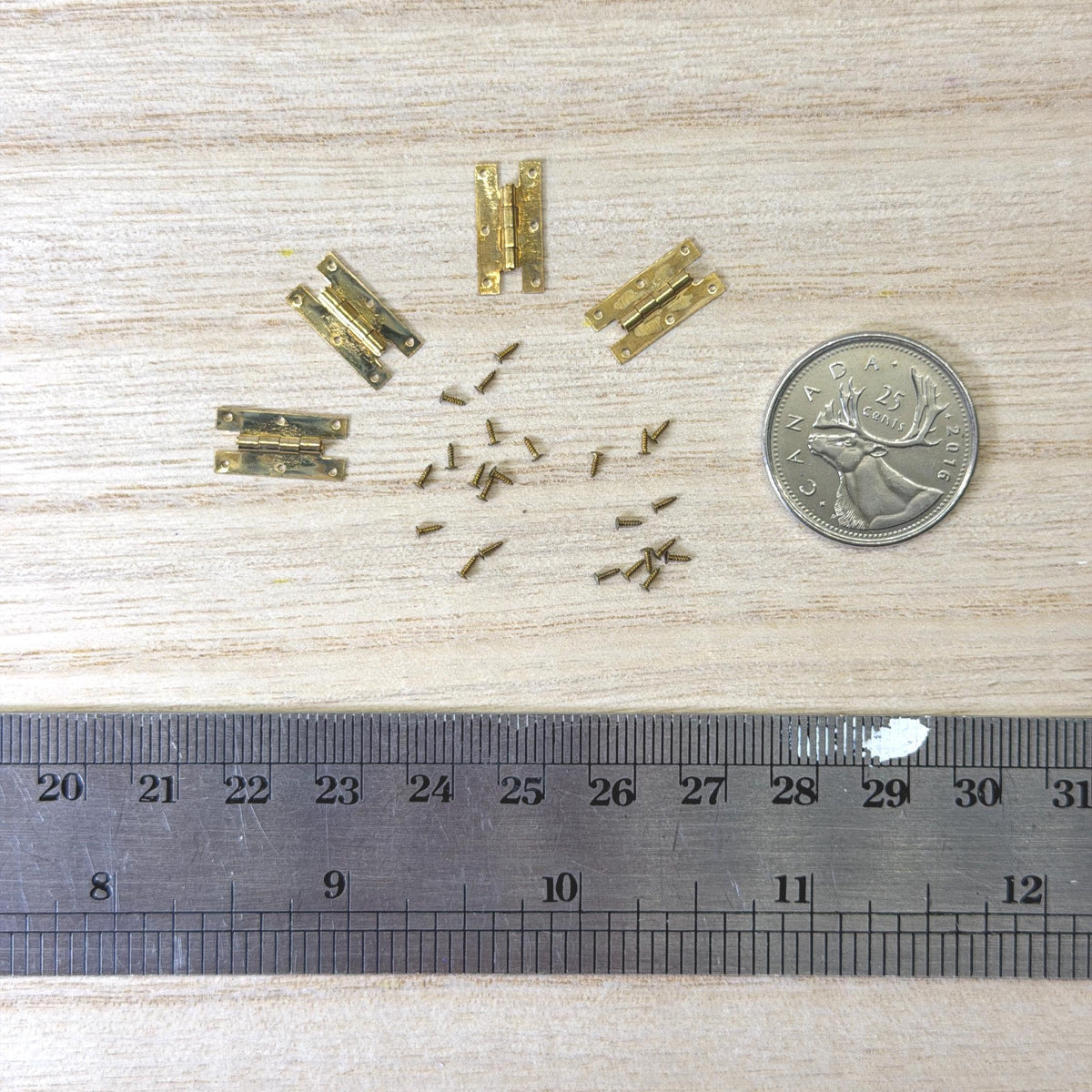 1:12 Scale Miniature Brass Hinge with Nails 4 Knuckles 4 pack Door hinges Window hinges Dollhouse Supply