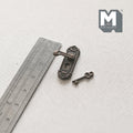 1:12 Scale Miniature Antique Bronze Dollhouse Door Lever with Key, 15/16 inch tall (left)