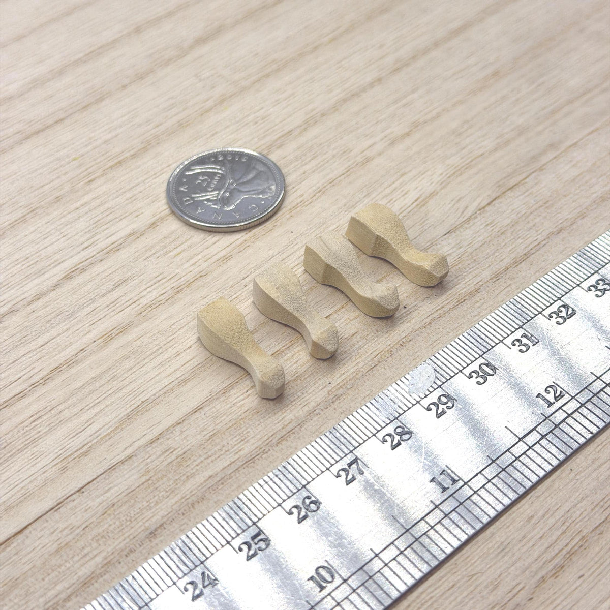 1:12 Scale Miniature Unpainted Wood Cabriole Legs, Set of 4, 13/16 inch tall, DIY Dollhouse Supply