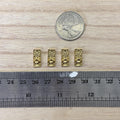 1:12 Scale Miniature Knobs with Embossed Rectangular Backplates, Set of 4, 9/16 inch tall, DIY Dollhouse Supply (brass)