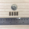 1:12 Scale Miniature Knobs with Embossed Rectangular Backplates, Set of 4, 9/16 inch tall, DIY Dollhouse Supply (antique copper)