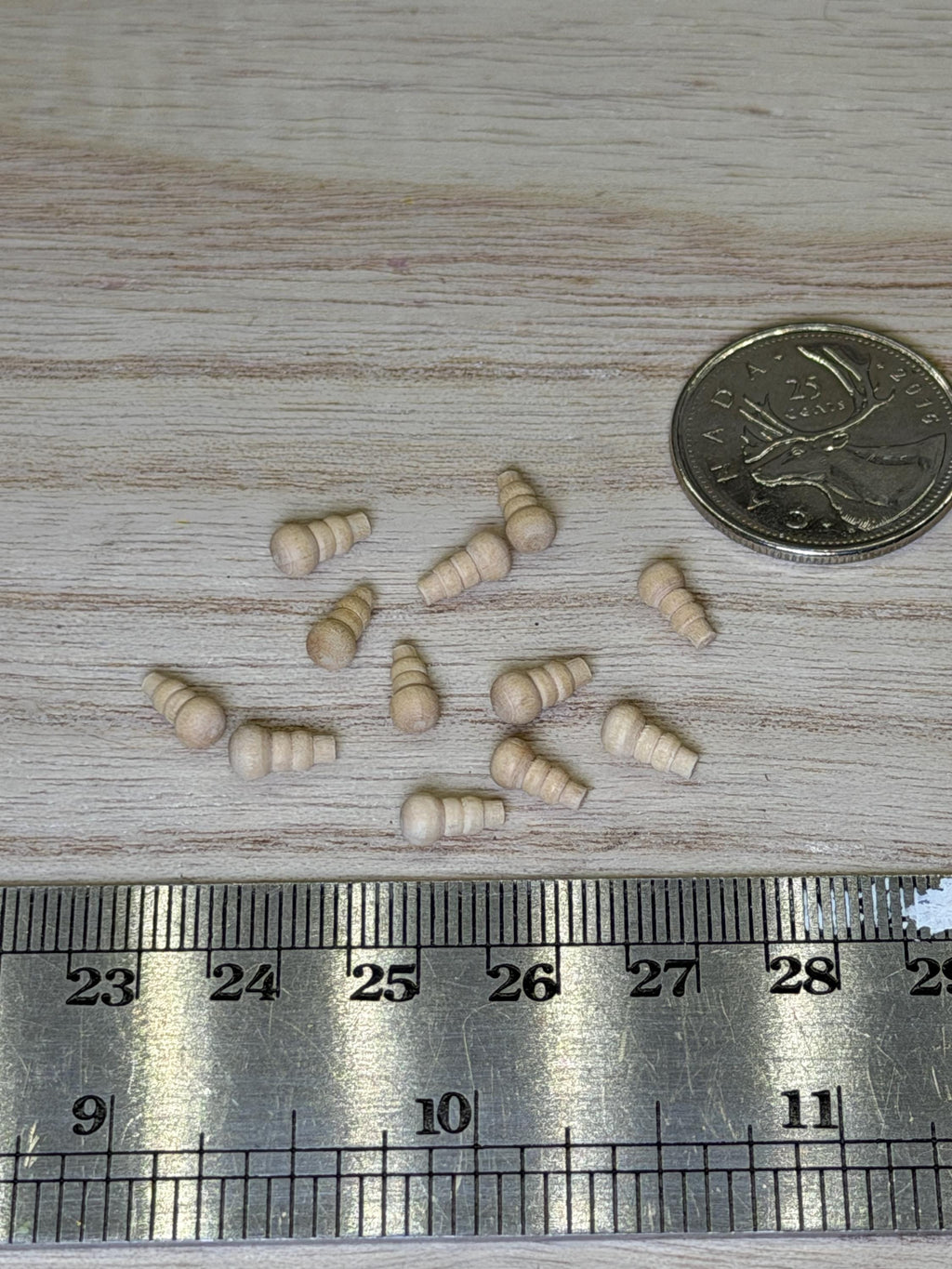 1:12 Scale Miniature Unpainted Turned Wood Knobs, Set of 12, 1/4 inch long, DIY Dollhouse Supply