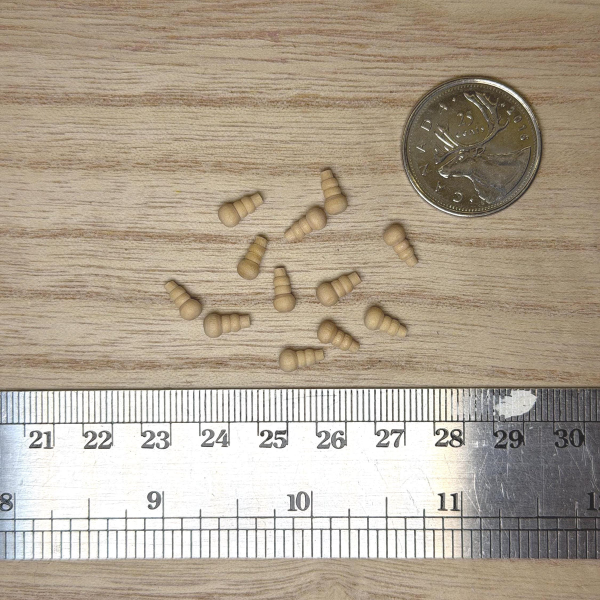 1:12 Scale Miniature Unpainted Turned Wood Knobs, Set of 12, 1/4 inch long, DIY Dollhouse Supply