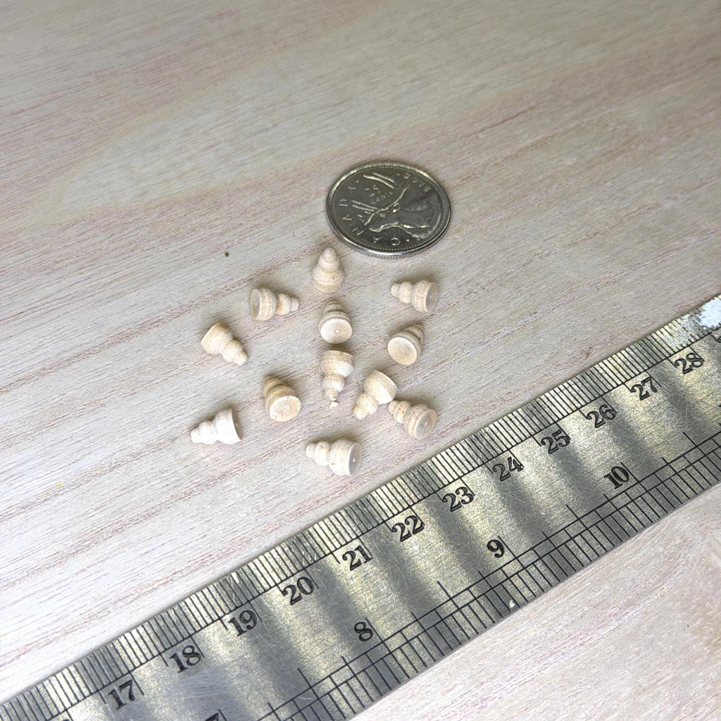 1:12 Scale Miniature Unpainted Turned Wood Beehive Knobs, Set of 12, 1/4 inch tall, DIY Dollhouse Supply