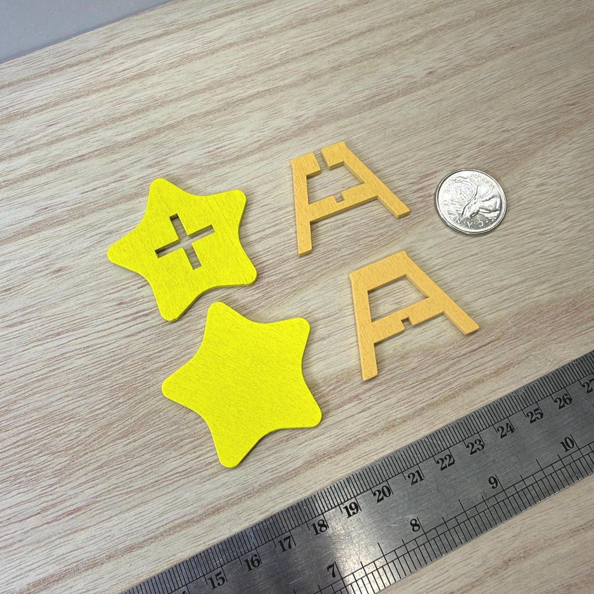 1:12 Scale Miniature Star Table Kit for Nursery or Playroom, 1-5/16 inch tall, Self-assemble DIY Dollhouse Supply (yellow and orange)