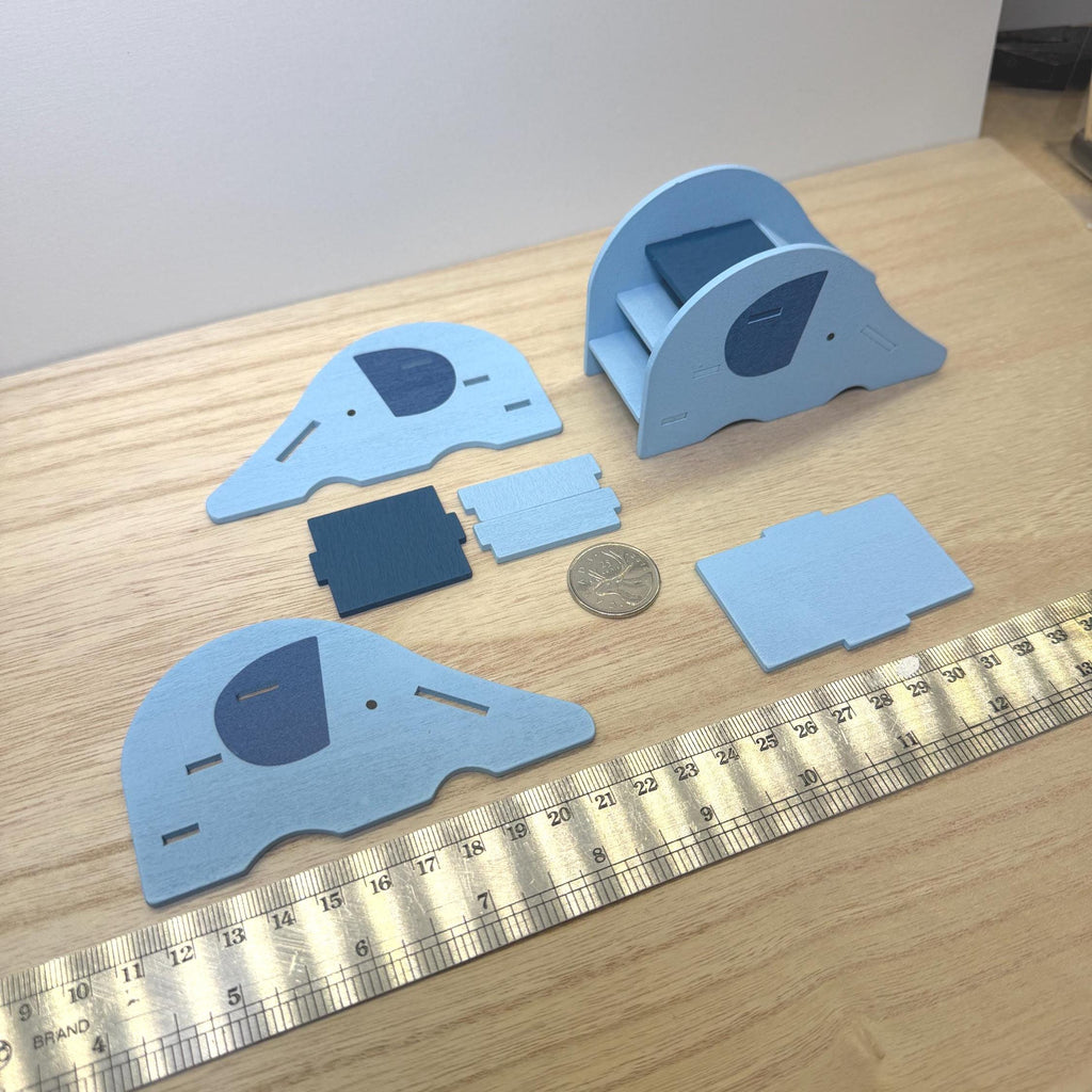 1:12 Scale Miniature Elephant Slide Kit for Nursery or Playroom, 2-3/8 inch tall, DIY Dollhouse Supply (blue)