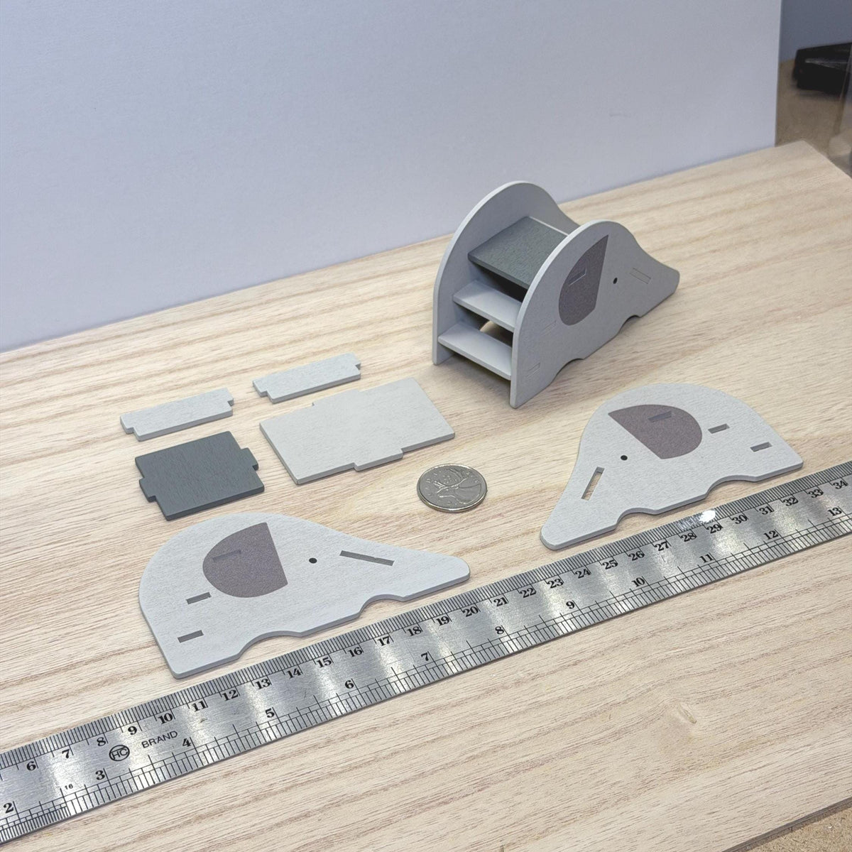 1:12 Scale Miniature Elephant Slide Kit for Nursery or Playroom, 2-3/8 inch tall, DIY Dollhouse Supply (gray)