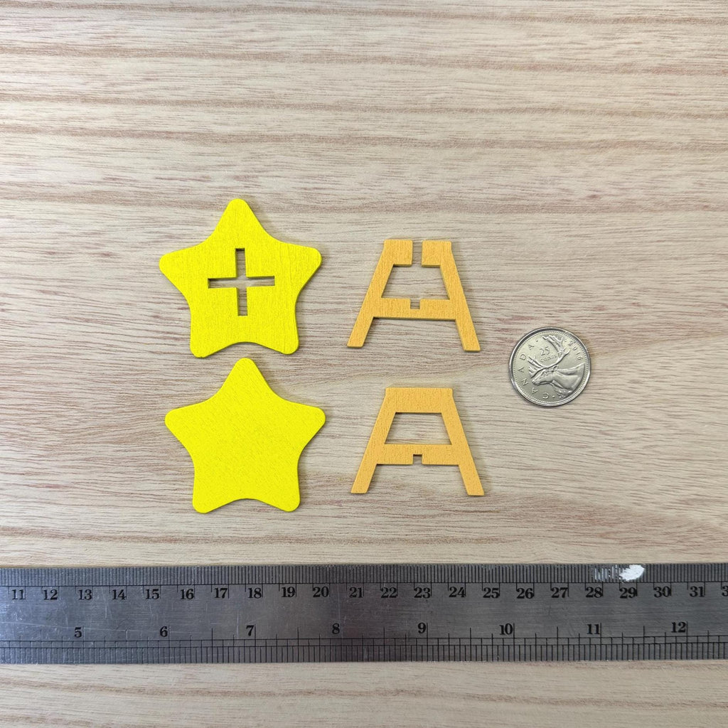 1:12 Scale Miniature Star Table Kit for Nursery or Playroom, 1-5/16 inch tall, Self-assemble DIY Dollhouse Supply (yellow and orange)