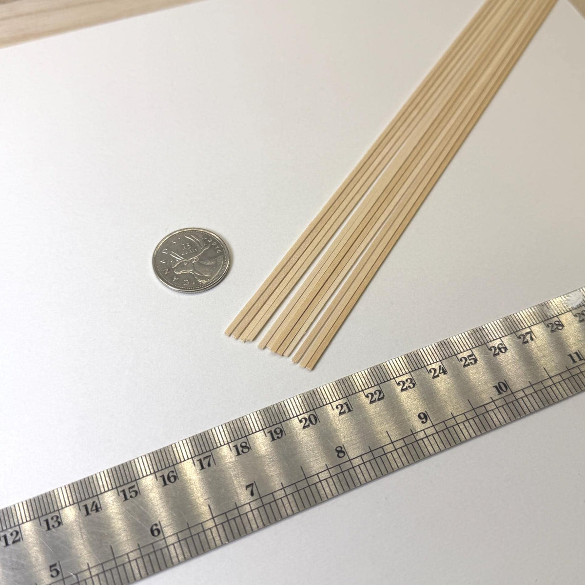 Wood Strips Dollhouse Supplies Door Trim Window Casing Set of 12 , 1/32" x 1/16" x 12" inch long each