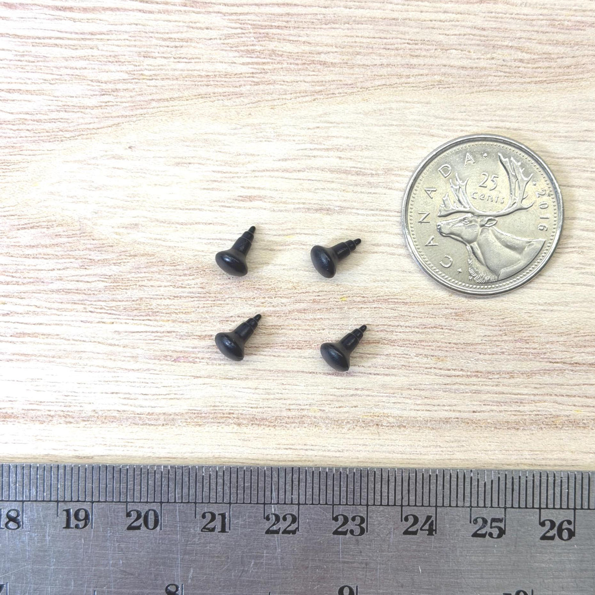 1:12 Scale Miniature Mushroom Knobs, Set of 4, 3/16 inch dia., DIY Dollhouse Supply (matte black)