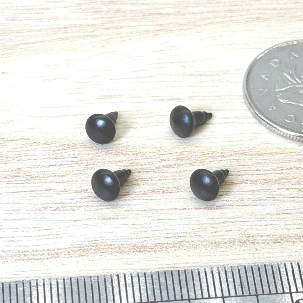 1:12 Scale Miniature Mushroom Knobs, Set of 4, 3/16 inch dia., DIY Dollhouse Supply (matte black)