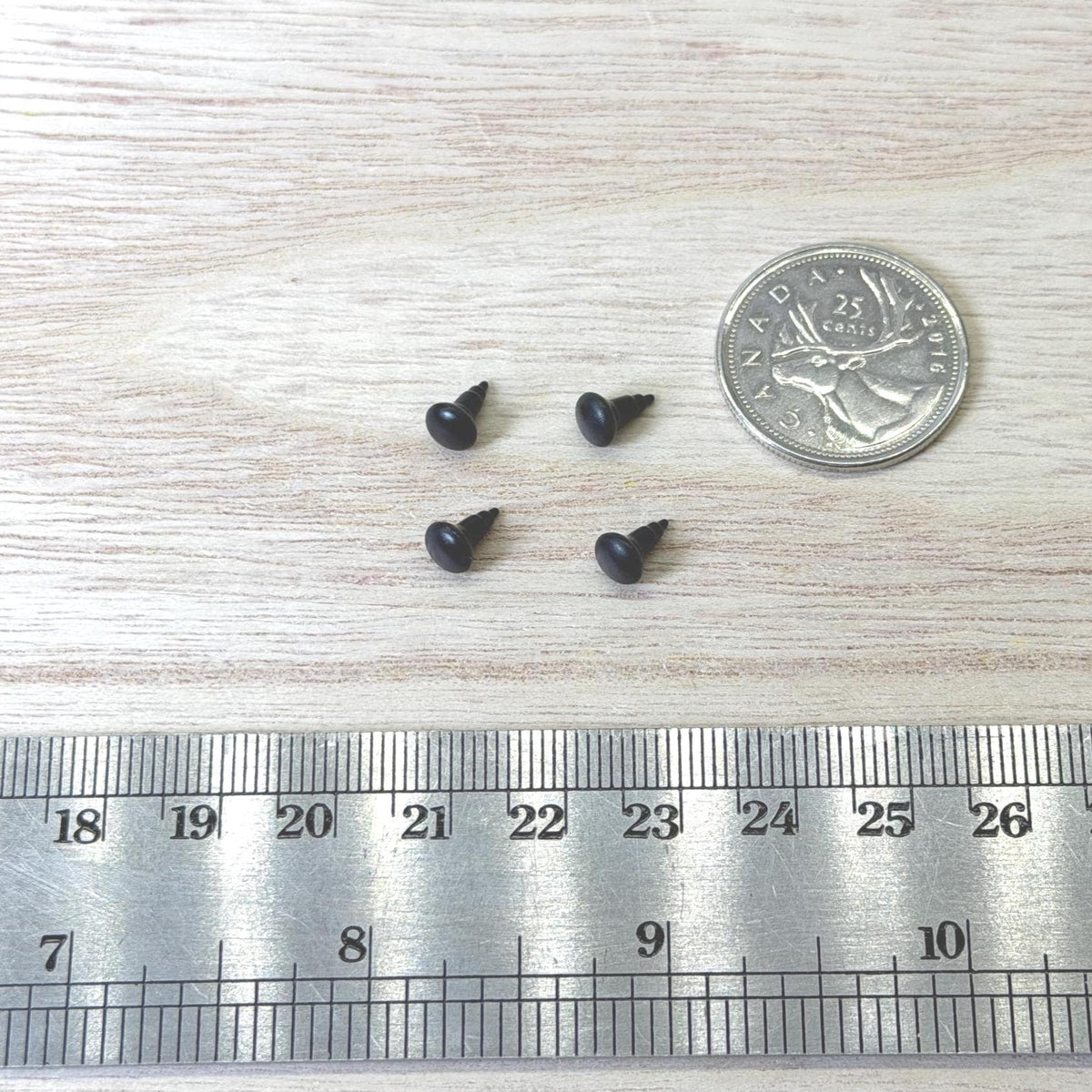 1:12 Scale Miniature Mushroom Knobs, Set of 4, 3/16 inch dia., DIY Dollhouse Supply (matte black)