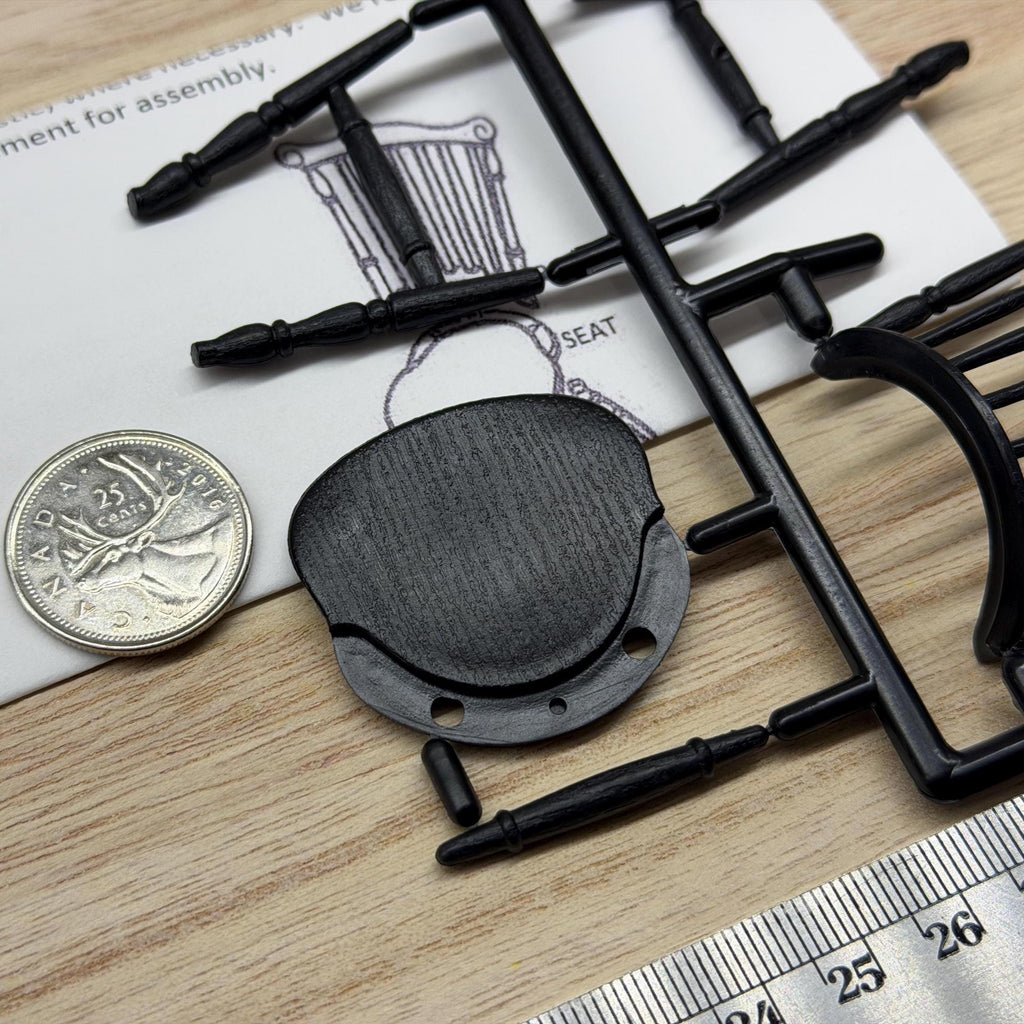 1:12 Scale Miniature Duxbury Windsor Chair Kit, Unassembled, 3-7/16 inch tall, DIY Dollhouse Supply (black)