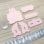 1:12 Scale Miniature Wood Bunny 2 Tier Bookshelf Kit, Unassembled, 2-7/16 inch wide, DIY Dollhouse Supply (pink)