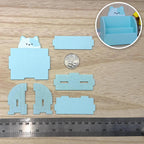 1:12 Scale Miniature Wood Cat 2 Tier Bookshelf Kit, Unassembled, 2-7/16 inch wide, DIY Dollhouse Supply (light blue)