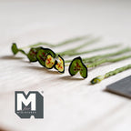 Tiges de plante miniature à feuilles en cœur tachetées, échelle 1:12, lot de 7, jusqu'à 7 cm de long, fournitures pour maison de poupée à faire soi-même